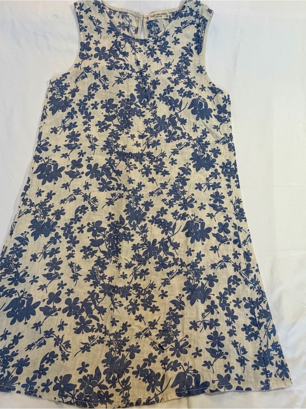 Terzo Millennio Women’s S Dress Made in Italy Blue Floral Sleeveless A-Line